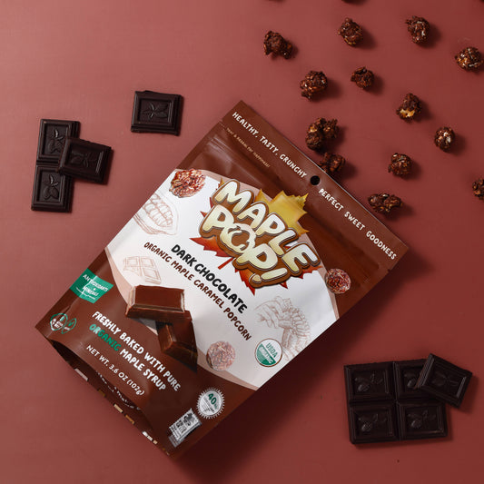 Maple Pop! Organic Maple Caramel Popcorn Dark Chocolate