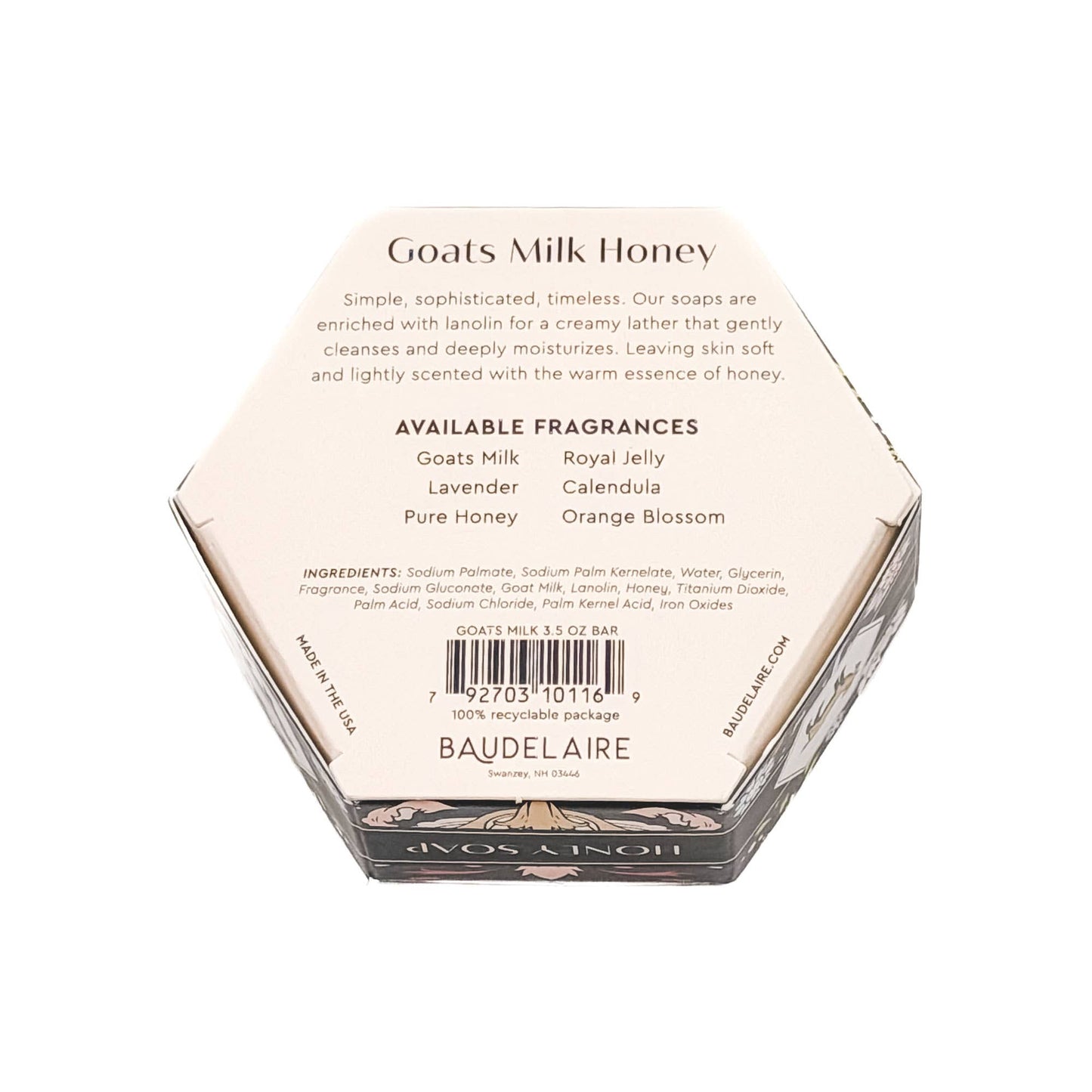 Baudelaire Goats Milk Honey Soap, 3.5oz
