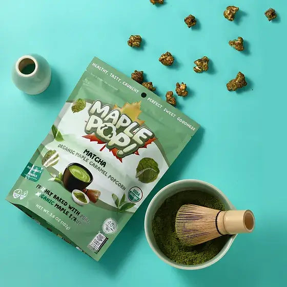 Maple Pop! Organic Maple Caramel Popcorn Matcha