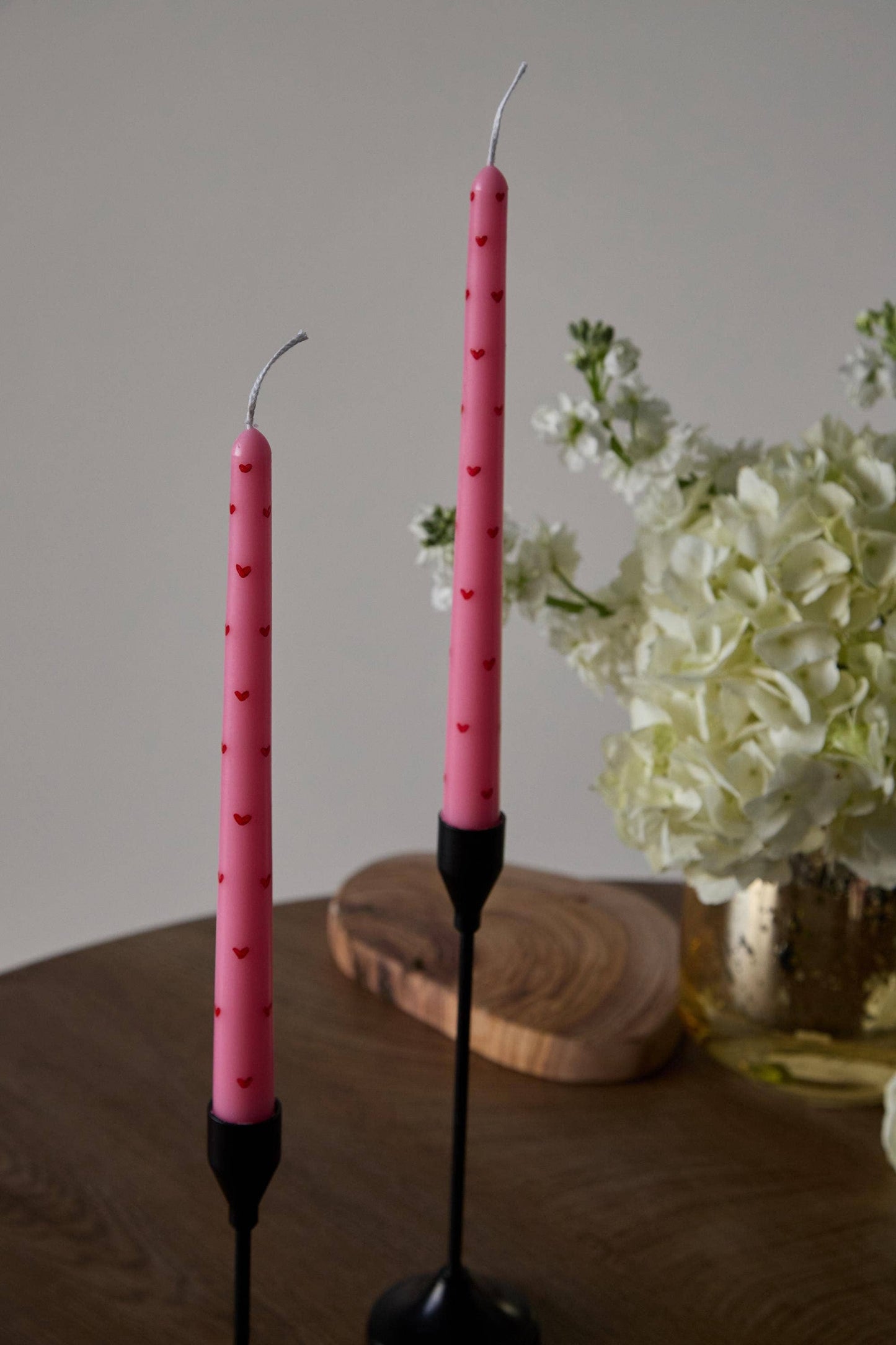 Hand-Painted Heart Taper Candle,  10”