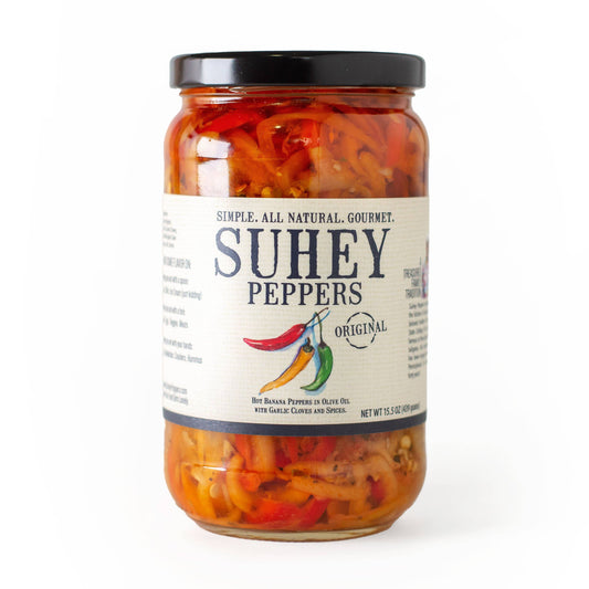 Suhey Peppers Medium Heat Peppers in Olive Oil, 15.5oz