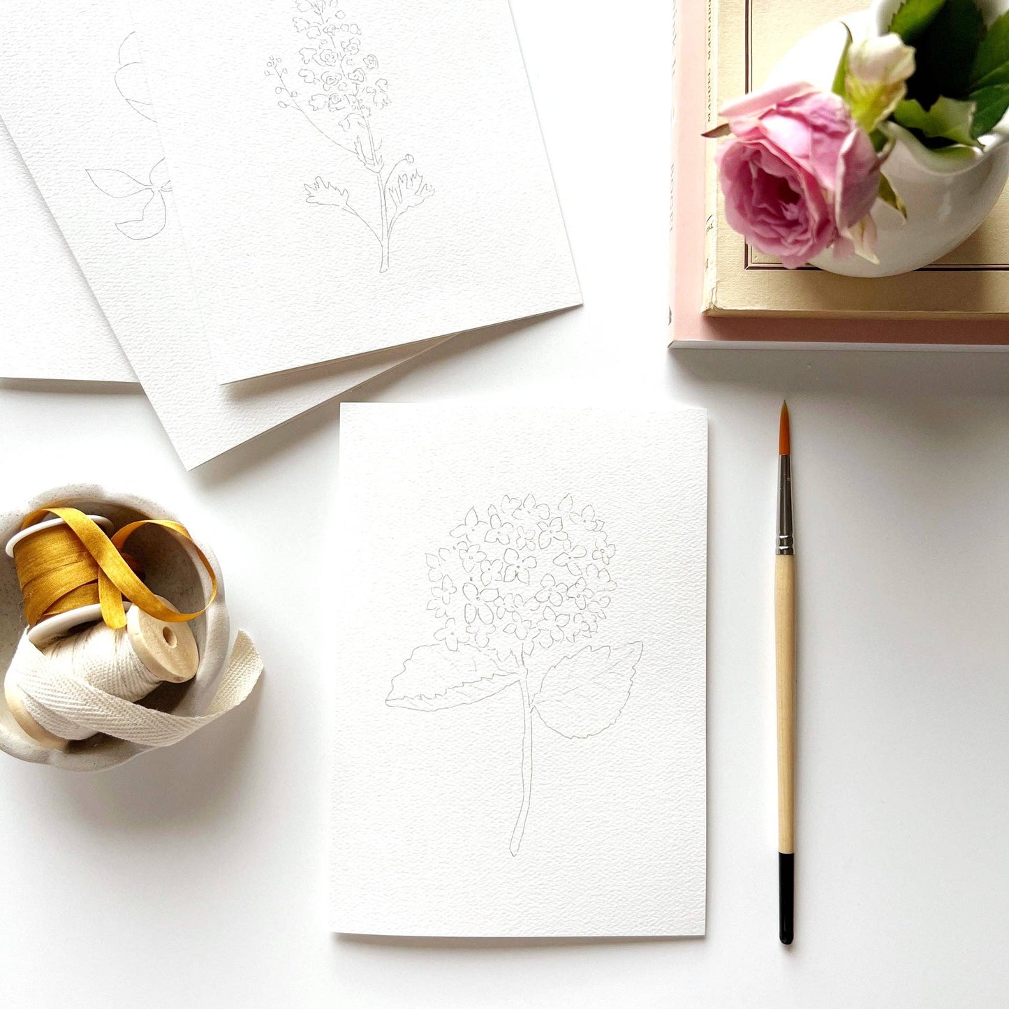emily lex studio Garden Flowers Paintable Watercolor Notecard Set