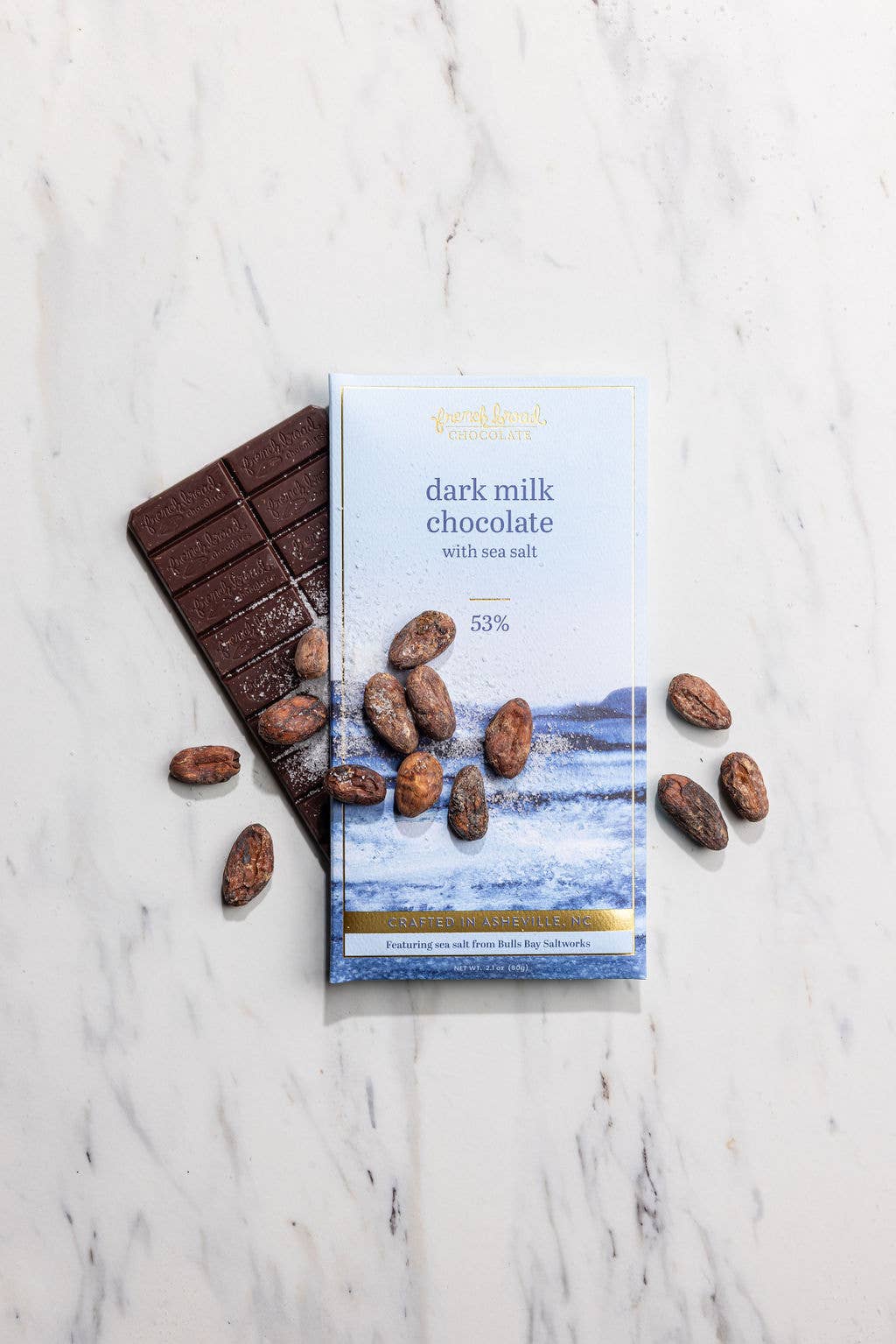 French Broad Chocolate - Dark Milk with Sea Salt Chocolate Bar 53% - 60g
