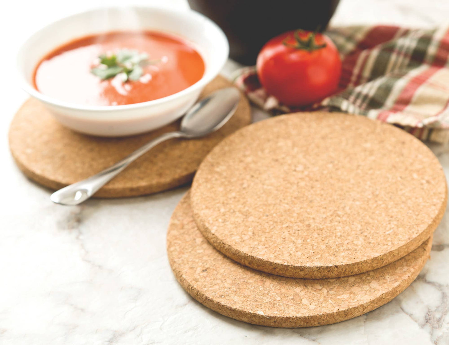 Fox Run Round Cork Trivets, Set of 3, 7.25"