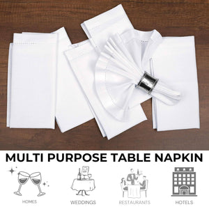 White Cotton Cloth Dinner Napkins, 18x18, Set of 12