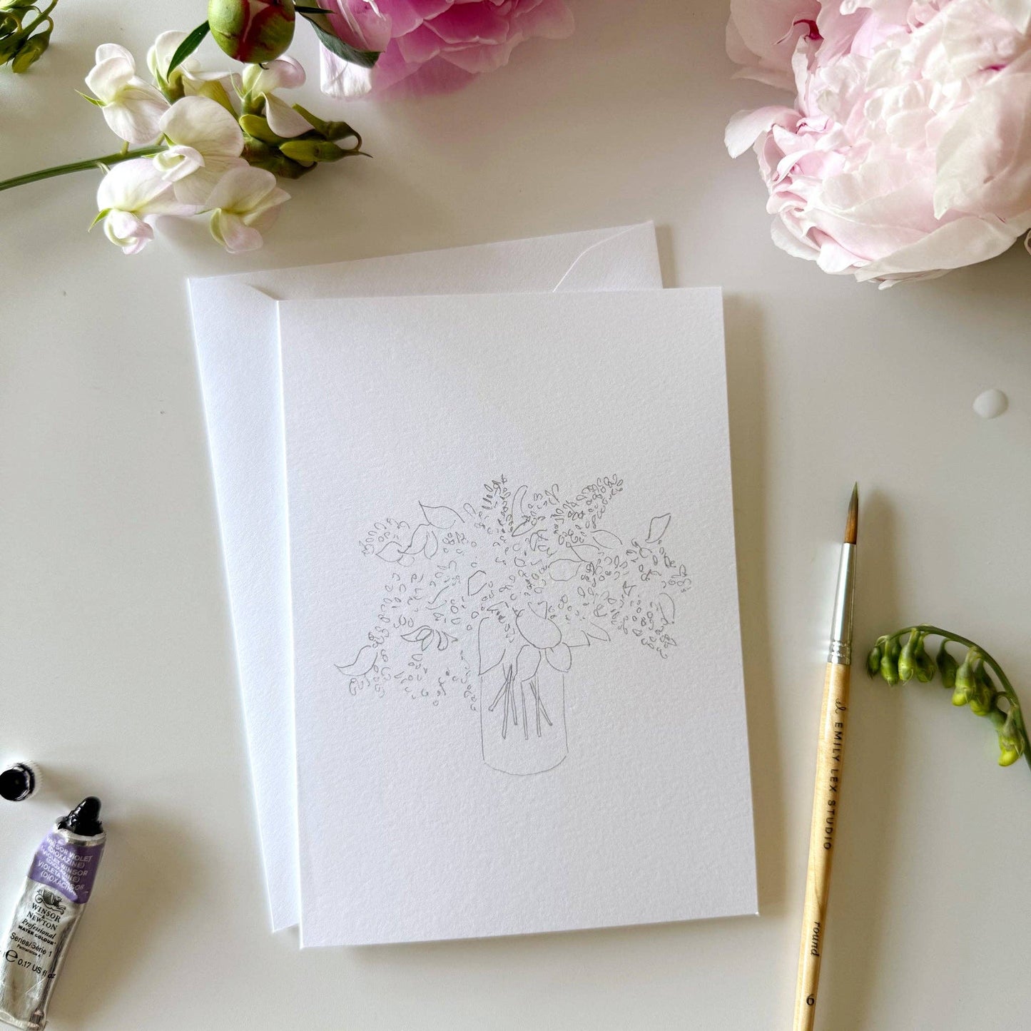 emily lex studio Bouquets Paintable Notecards