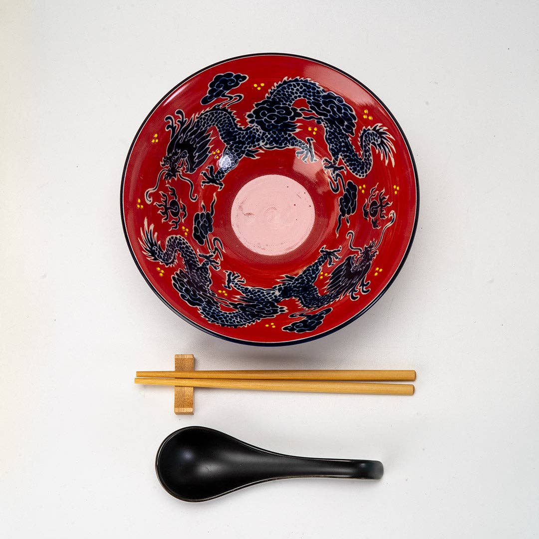 Urban Tokyo Bowl With Chopsticks, Spoon and Chopstick Rest Set, Dragon