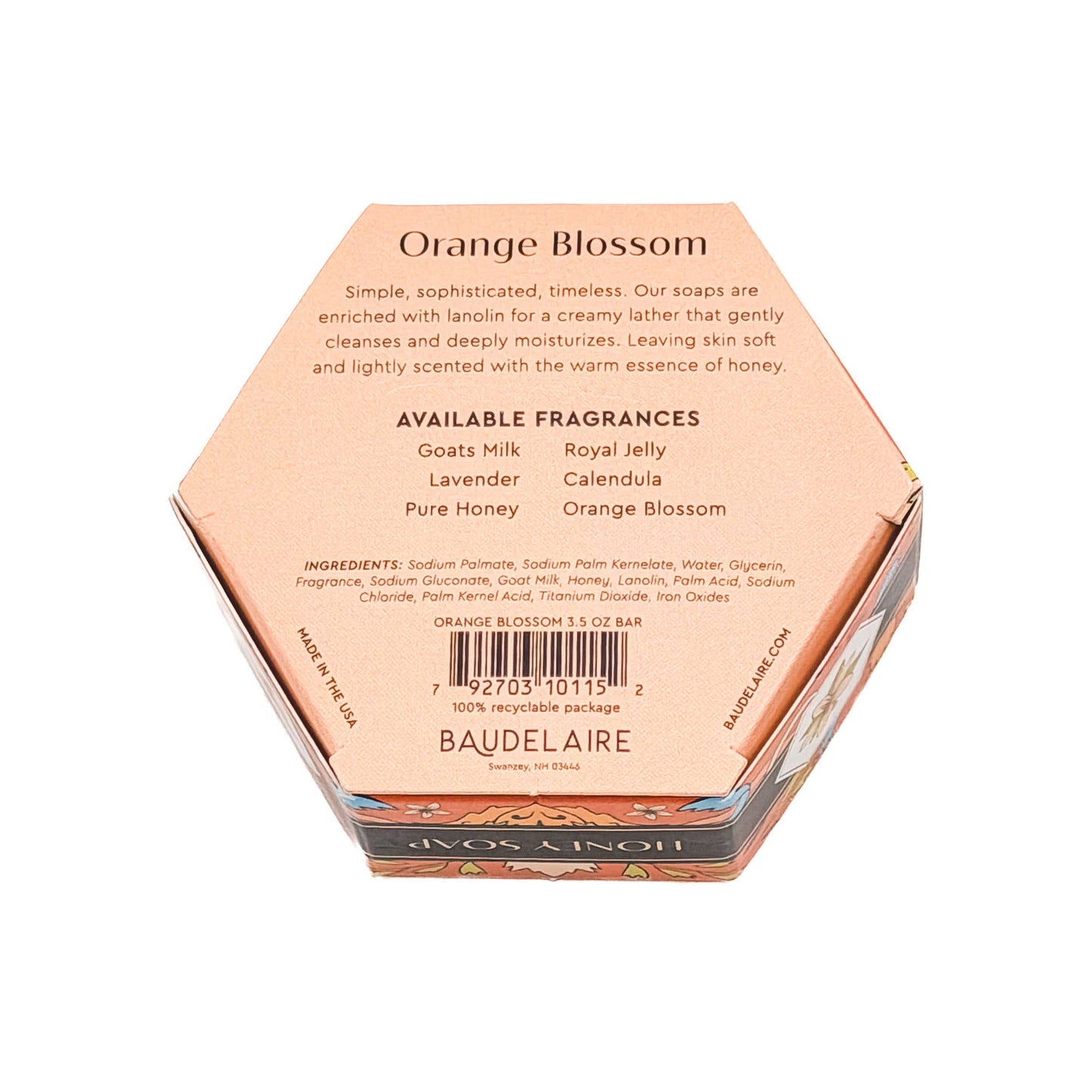 Baudelaire Orange Blossom Honey Soap, 3.5oz