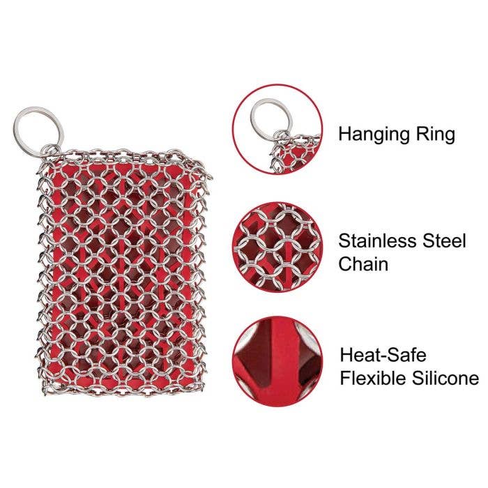 HIC - Harold Import Co. - Chainmail Cast Iron Scrubber with Silicone Core