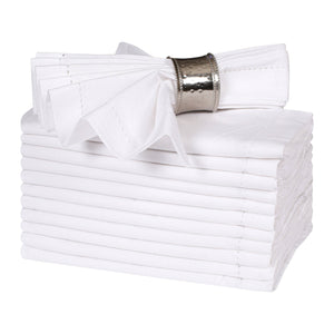 White Cotton Cloth Dinner Napkins, 18x18, Set of 12