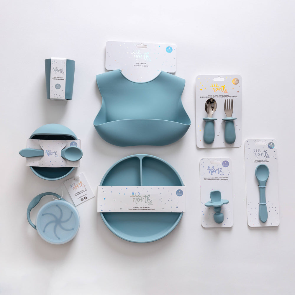 Lil North Co - Pale Blue Silicone & Stainless Steel Toddler Cutlery Set