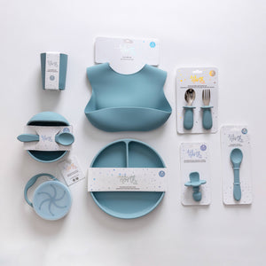 Lil North Co - Pale Blue Silicone & Stainless Steel Toddler Cutlery Set
