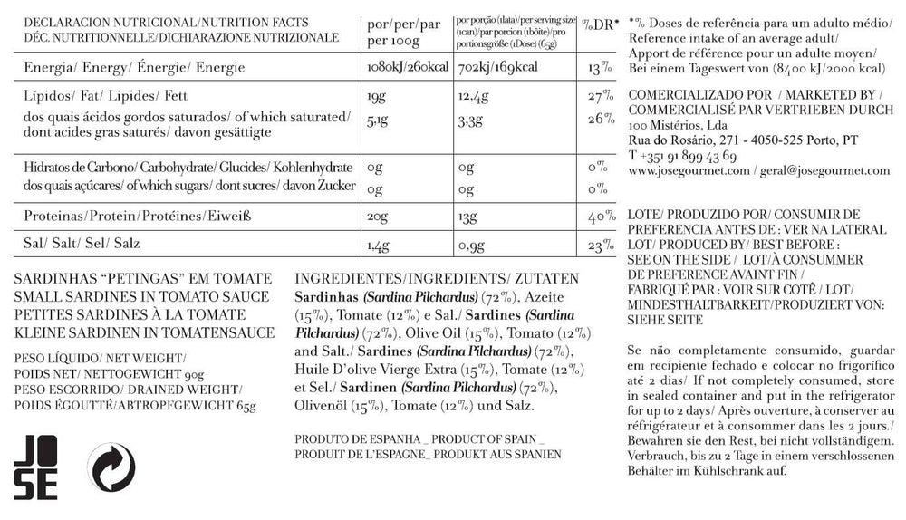 José Gourmet - Jose Gourmet Small Sardines in Tomato Sauce, 90g