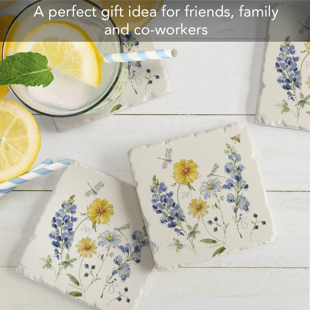 Lovely Blues Absorbent Tumbled Tile Coaster, Set of 4
