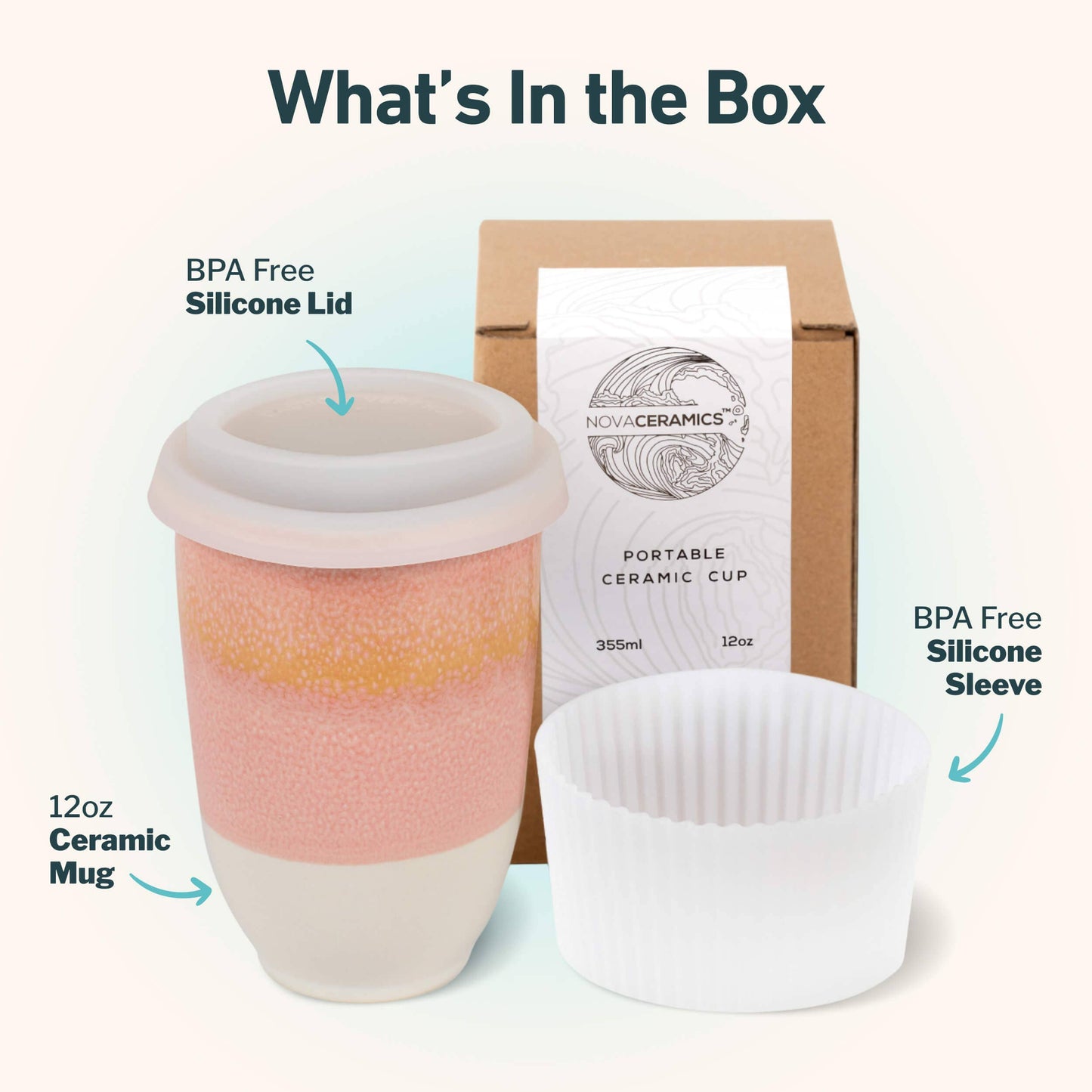 Nova Ceramics Afterglow Ceramic Travel Mug, 12oz