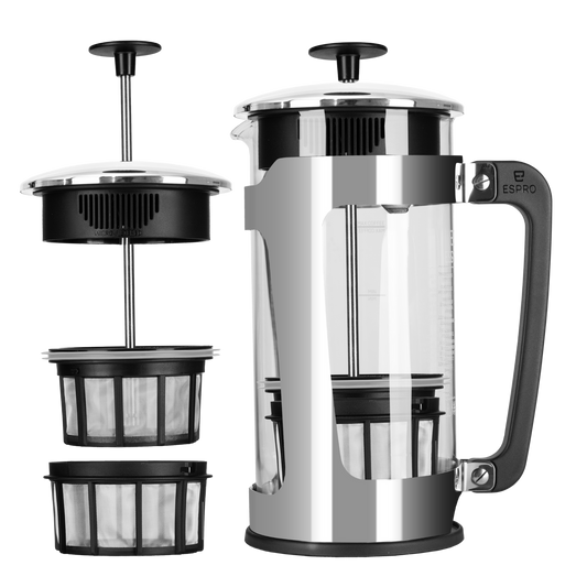 Espro P5 French Press Coffee Maker, Polished Stainless Steel Cage: 32 oz