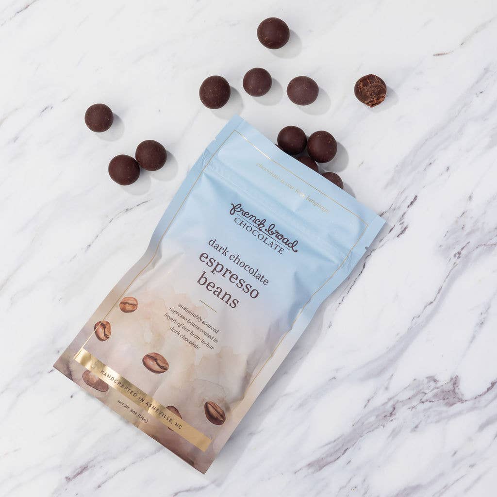 French Broad Chocolate Dark Chocolate Covered Espresso Beans, 6oz