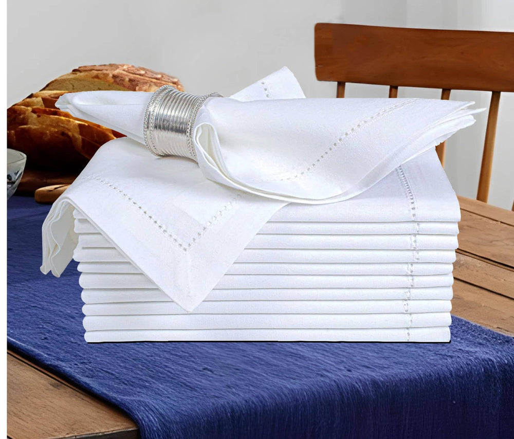 White Cotton Cloth Dinner Napkins, 18x18, Set of 12