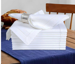 White Cotton Cloth Dinner Napkins, 18x18, Set of 12
