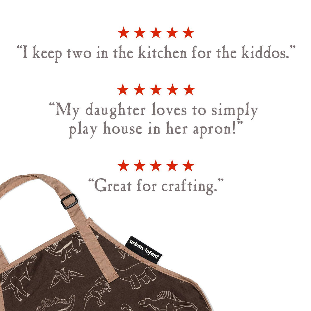 Urban Infant - Little Helper Kids Apron, Washable Cotton/Poly - Dinosaurs