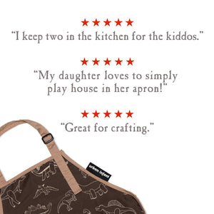 Urban Infant - Little Helper Kids Apron, Washable Cotton/Poly - Dinosaurs