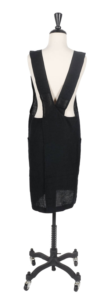KAF Home Firenze Stone Washed Linen Cross Back Smock Apron, Navy