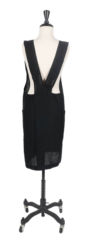 KAF Home Firenze Stone Washed Linen Cross Back Smock Apron, Navy