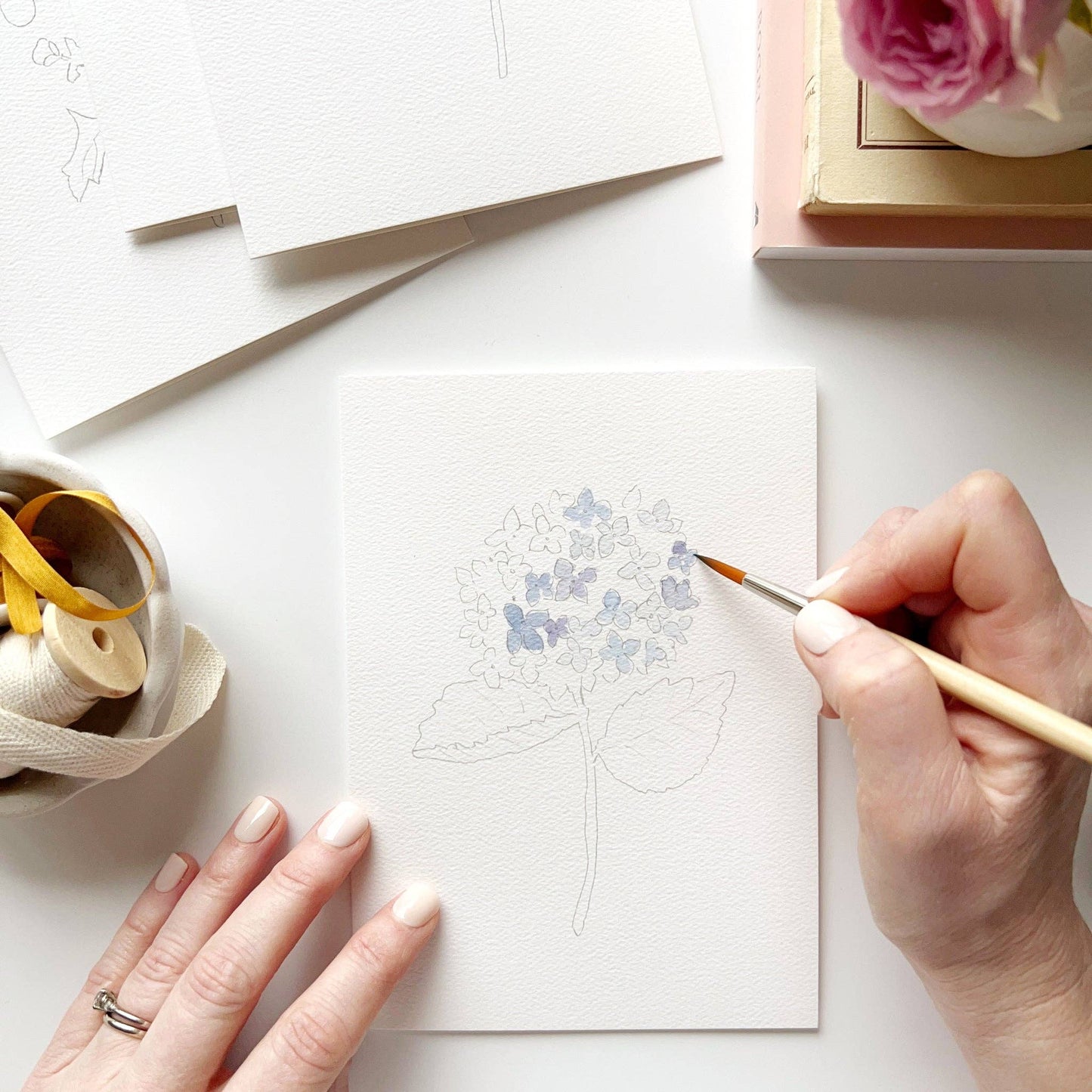 emily lex studio Garden Flowers Paintable Watercolor Notecard Set