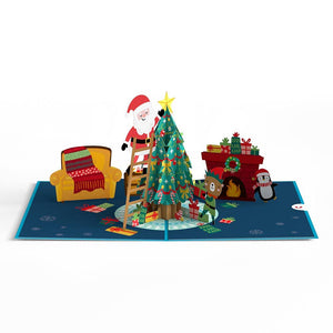 Lovepop Santa Decorating a Christmas Tree Pop-up card