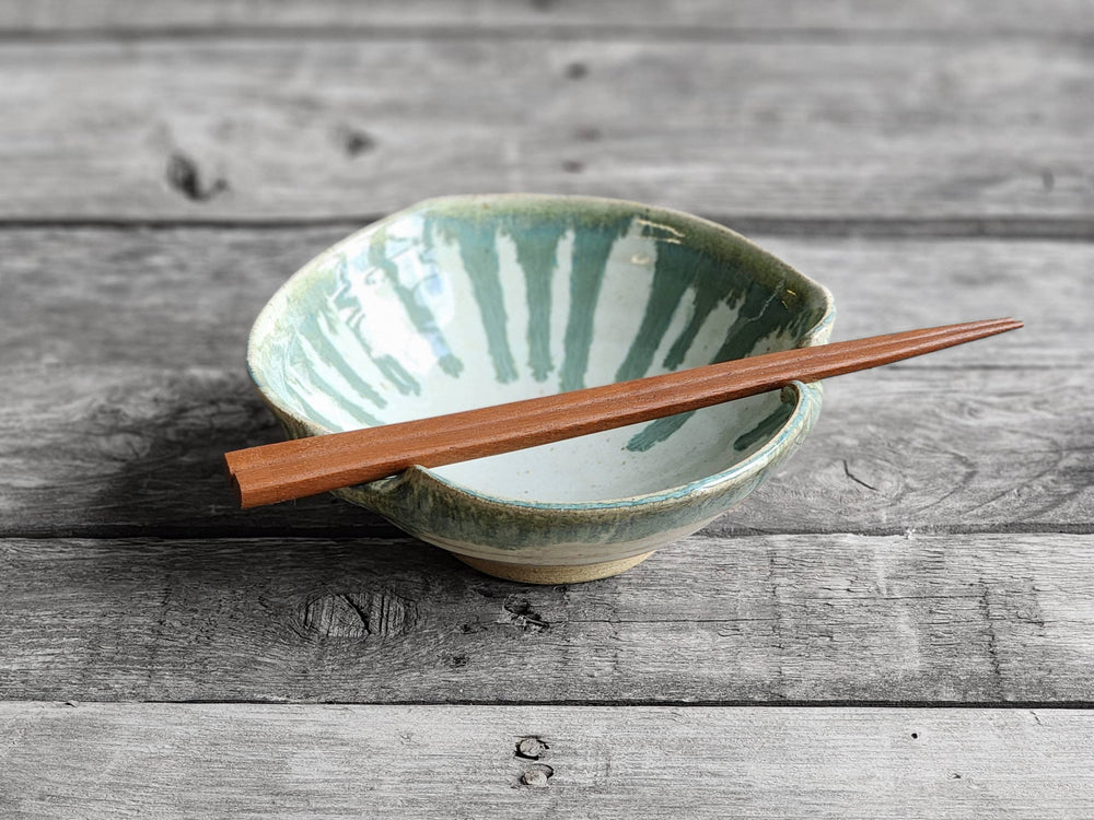 Ceramic Ramen & Chopstick Bowl, Squared Off Edge Style