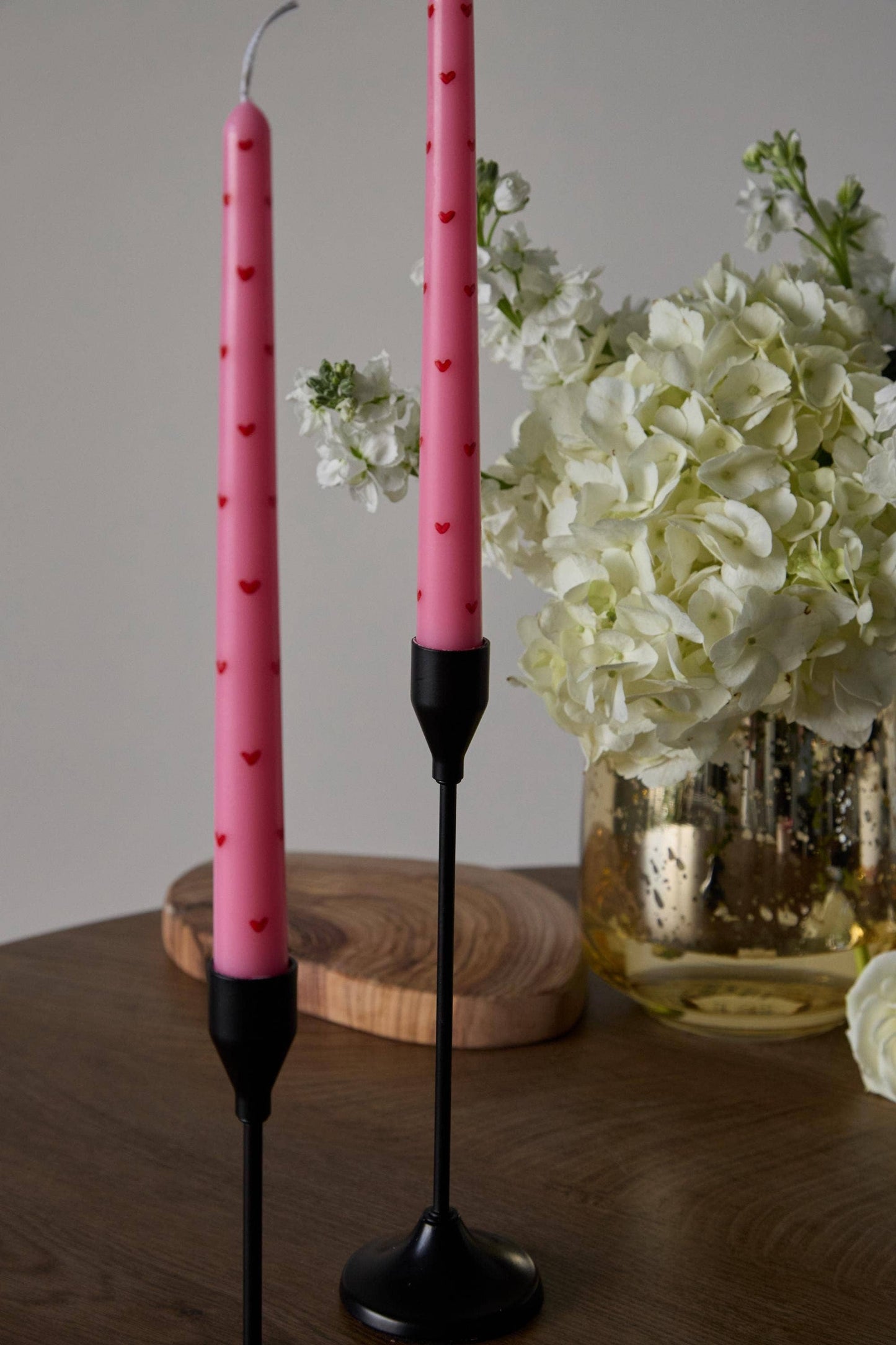 Hand-Painted Heart Taper Candle,  10”
