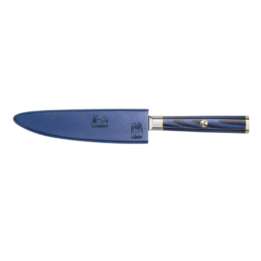 Cangshan KITA Blue Serrated Utility Knife with Sheath, 5”