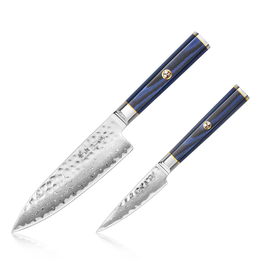 Cangshan KITA Blue 2-Piece Starter Knife Set and Ash Wood Box