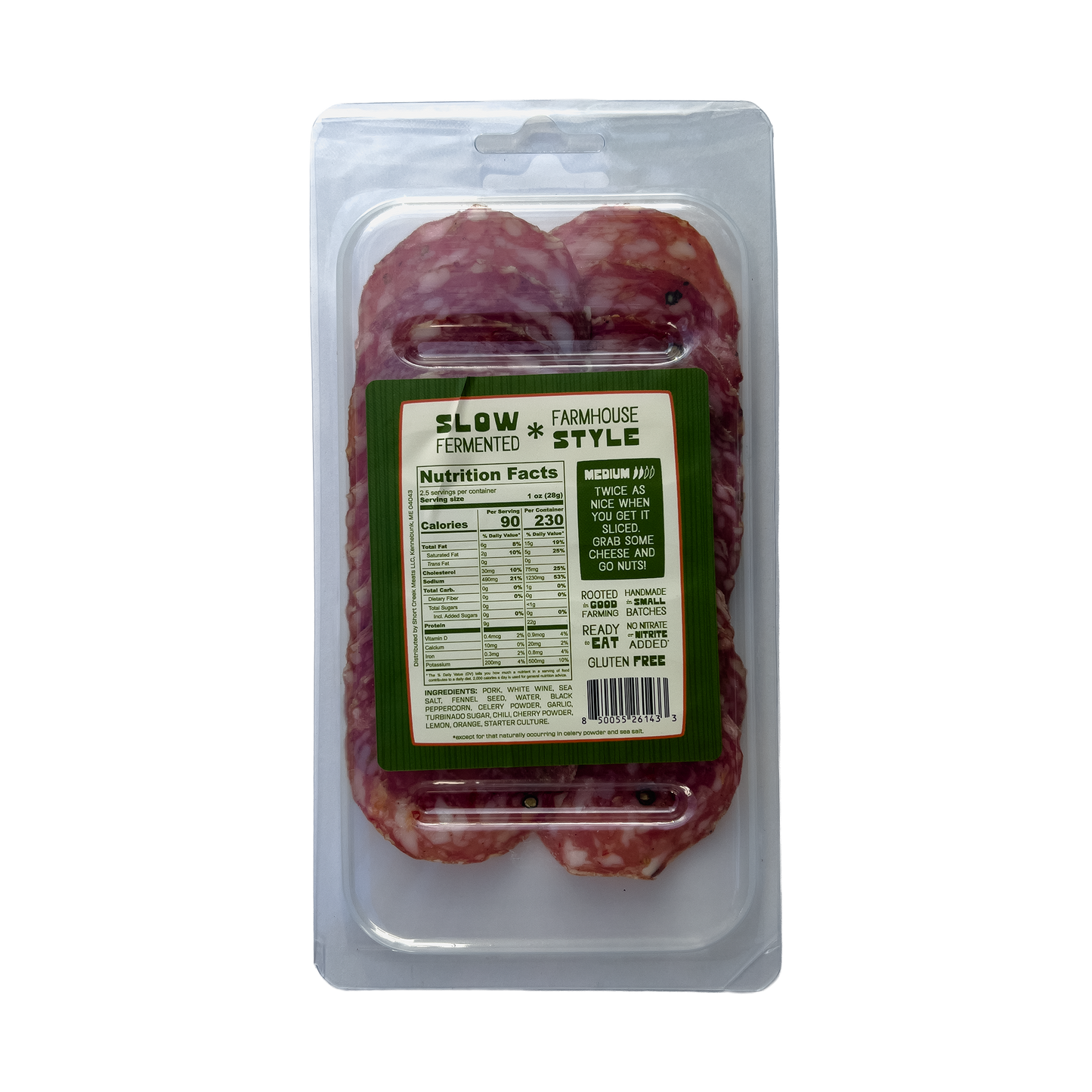 Short Creek Farm Sliced Siciliano Salami, 2.5oz