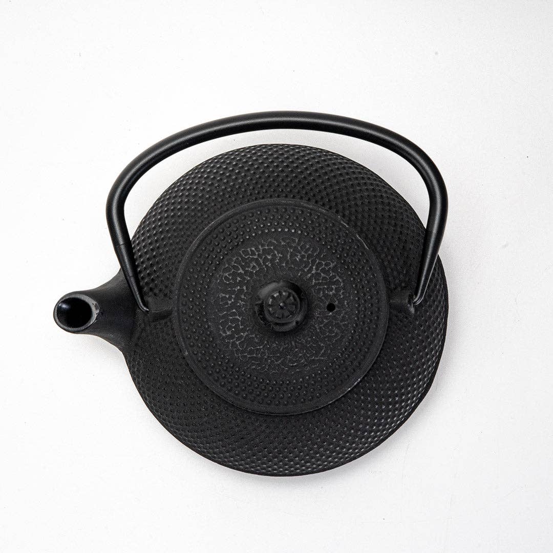 Hobnail Design Cast Iron Tea Pot, Black