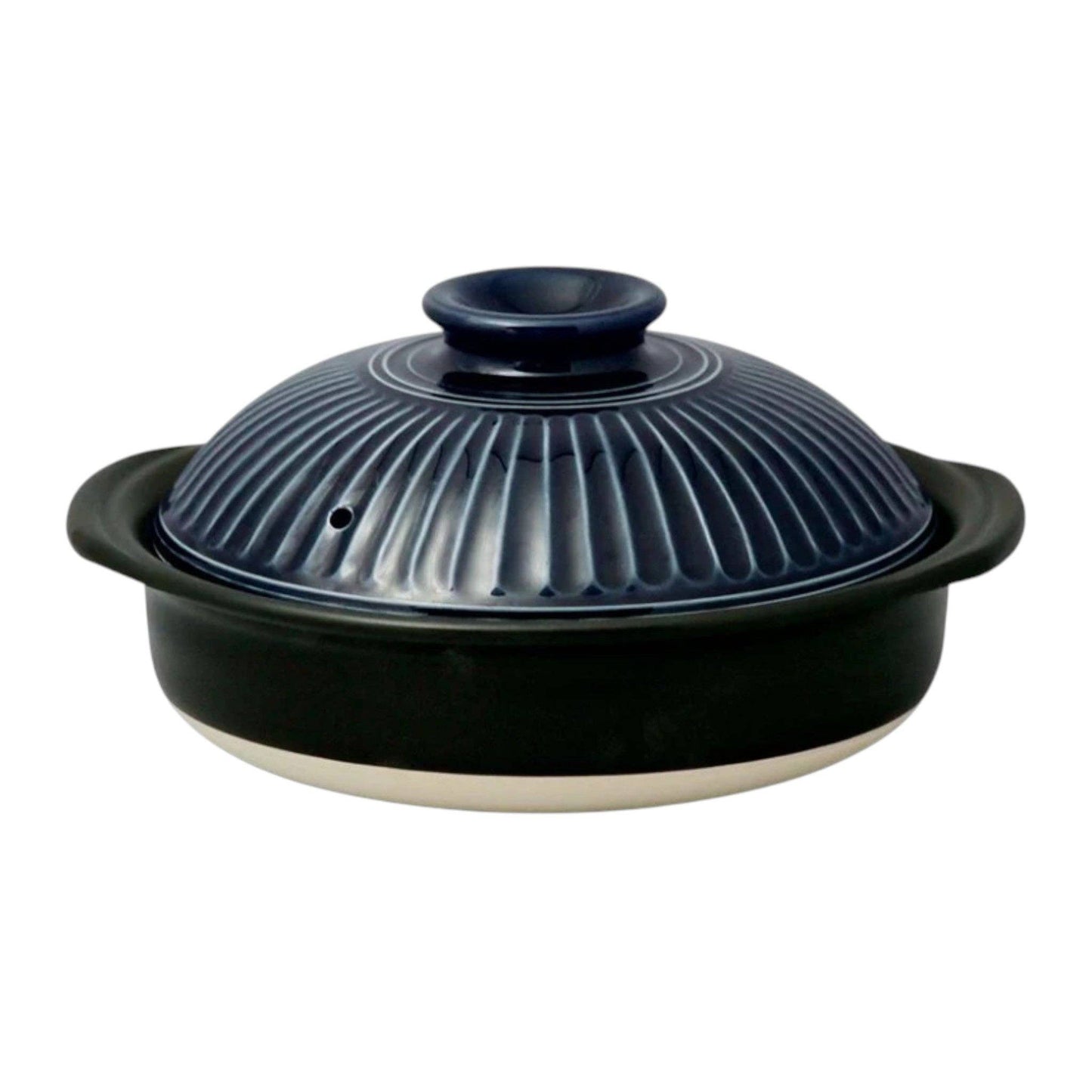 Urban Tokyo Banko Ware Ginpo Donabe Hot Pot Kikuhana Design, Navy Blue