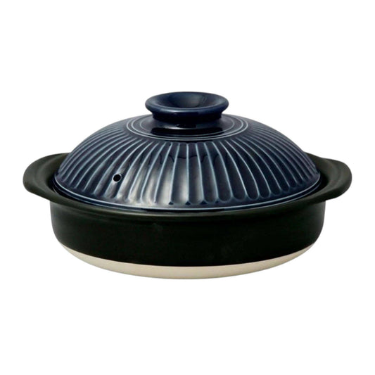 Urban Tokyo Banko Ware Ginpo Donabe Hot Pot Kikuhana Design, Navy Blue