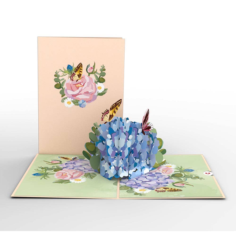 Lovepop Hydrangea Butterflies Flower Vase Pop-Up Card