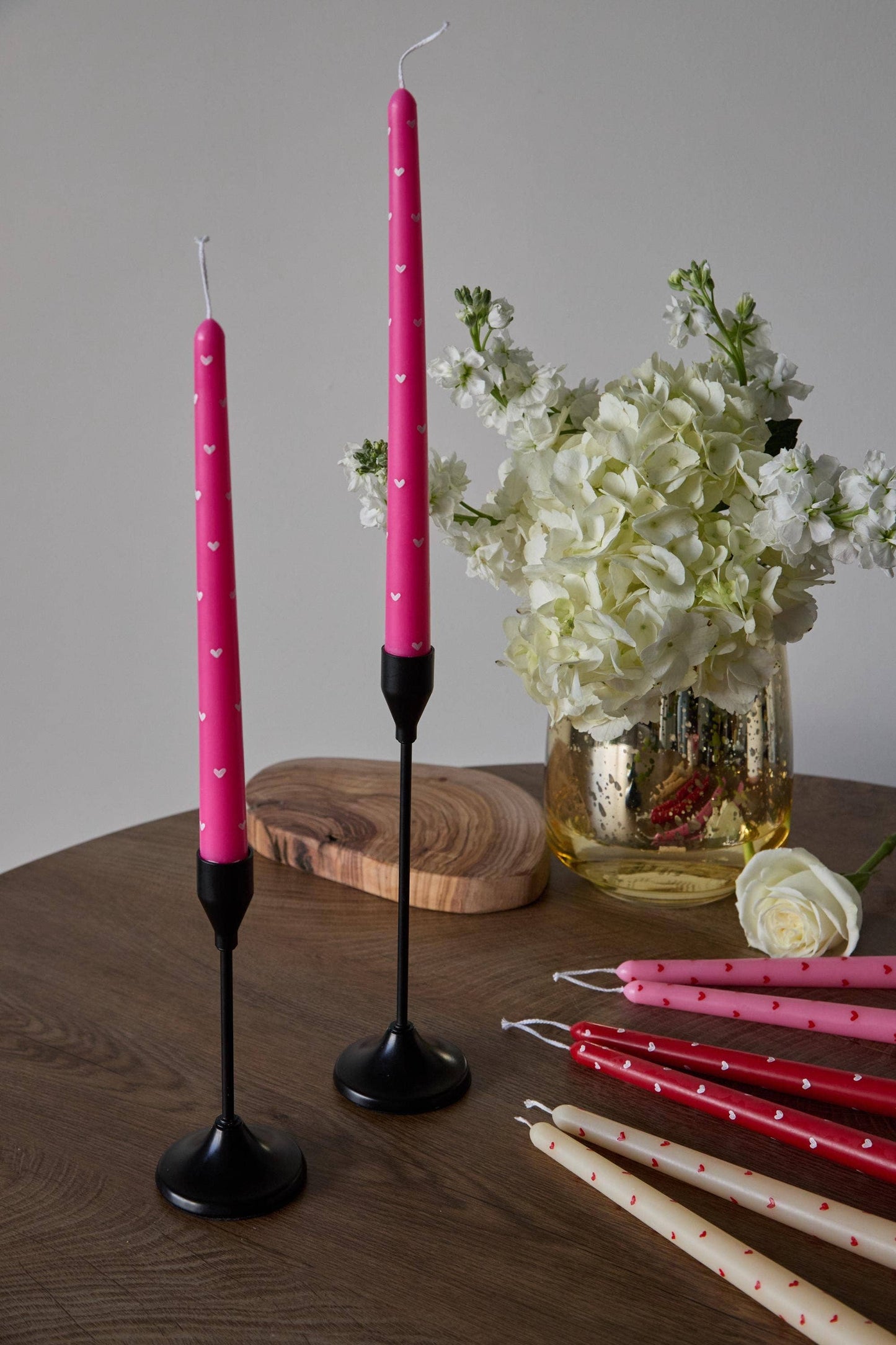 Hand-Painted Heart Taper Candle,  10”