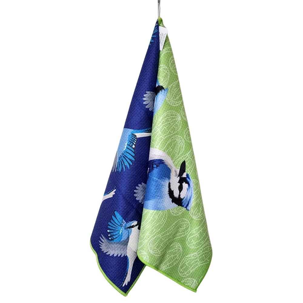 Buzzee - Blue Jay - Dual Sided Tea Towel - Kitchen & Hand Towel