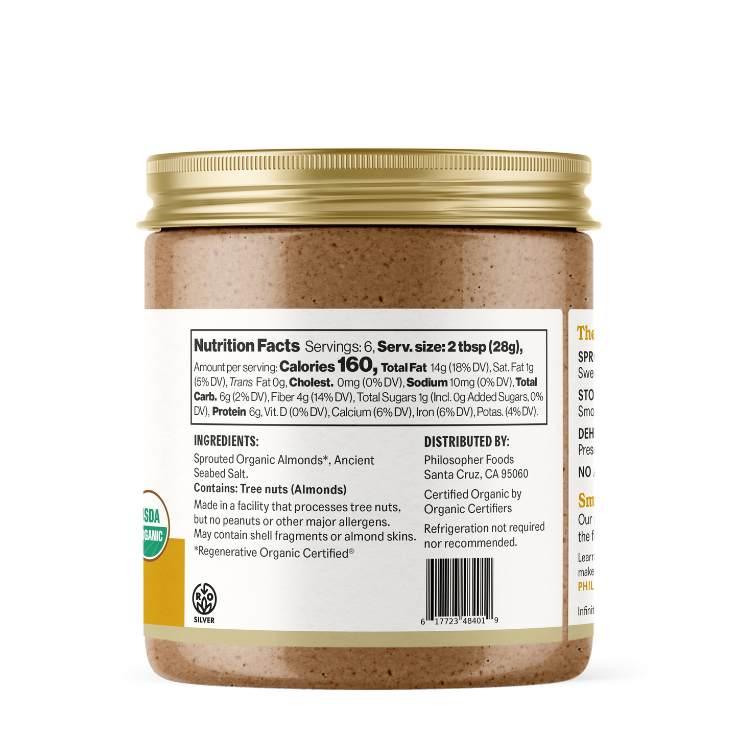 Philosopher Foods Naked Creamy Sprouted Almond Butter, 6oz