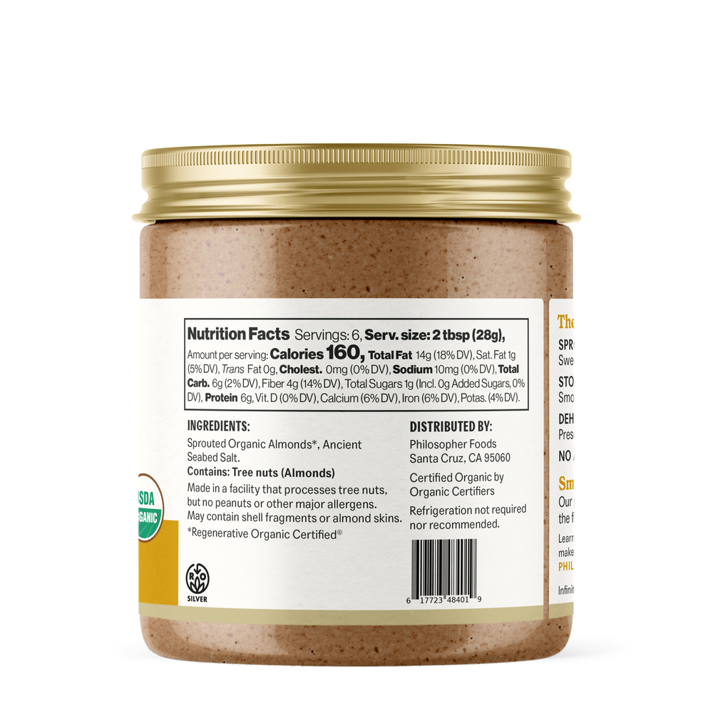 Philosopher Foods Naked Creamy Sprouted Almond Butter, 6oz