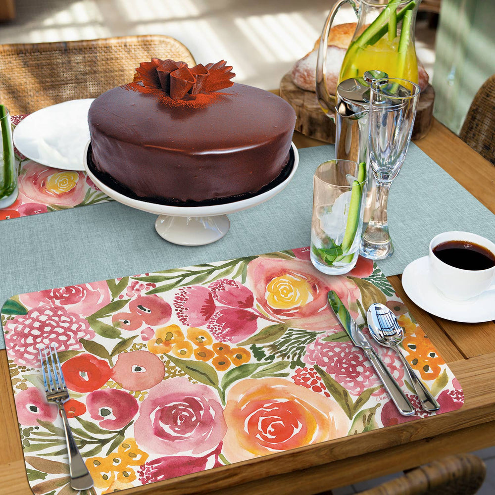 Full Bloom Reversible Rectangular Plastic Placemat