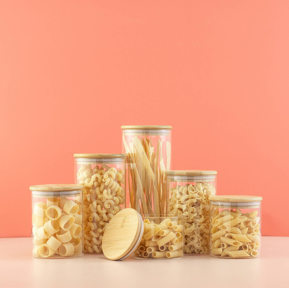 JoyJolt - Glass Storage Jars with Airtight Bamboo Lids - Set of 6