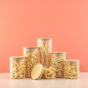 JoyJolt - Glass Storage Jars with Airtight Bamboo Lids - Set of 6