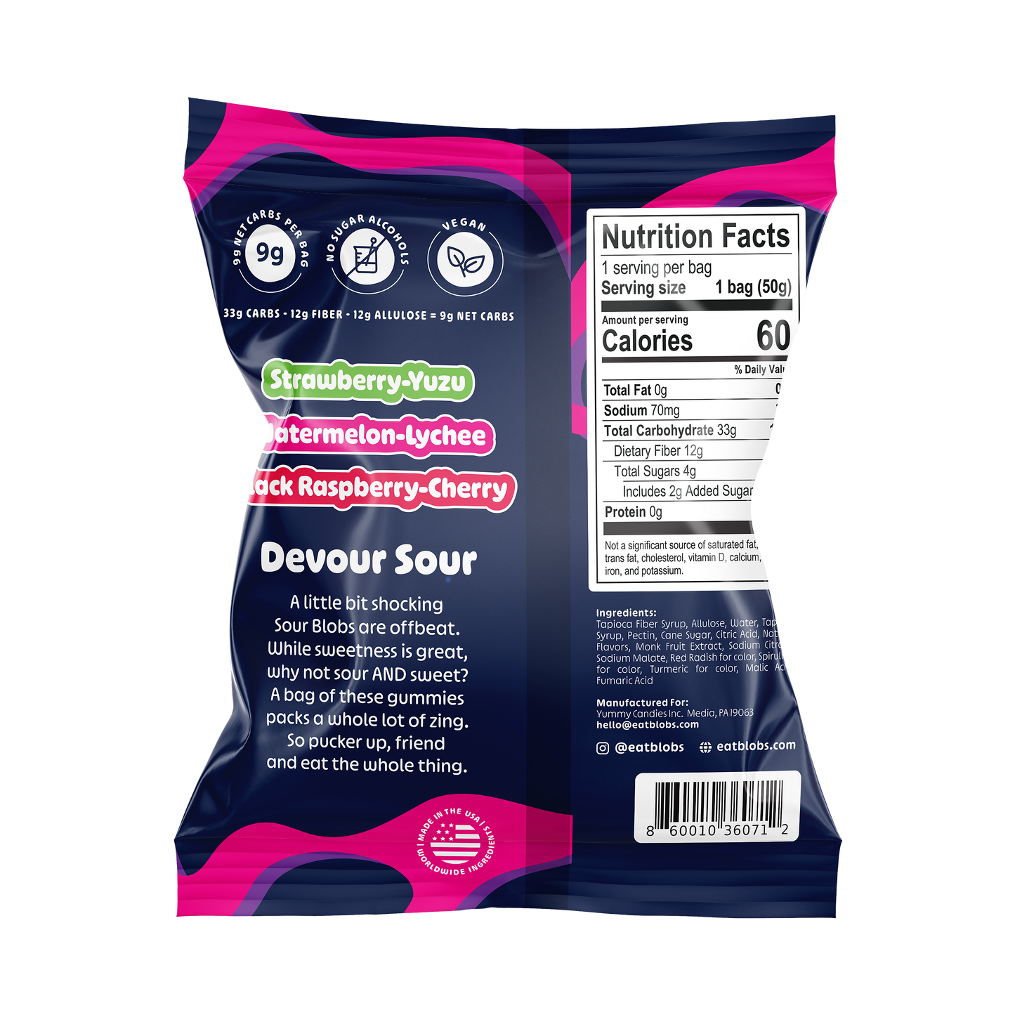 Blobs Low Sugar Mixed Sour Gummy Candy