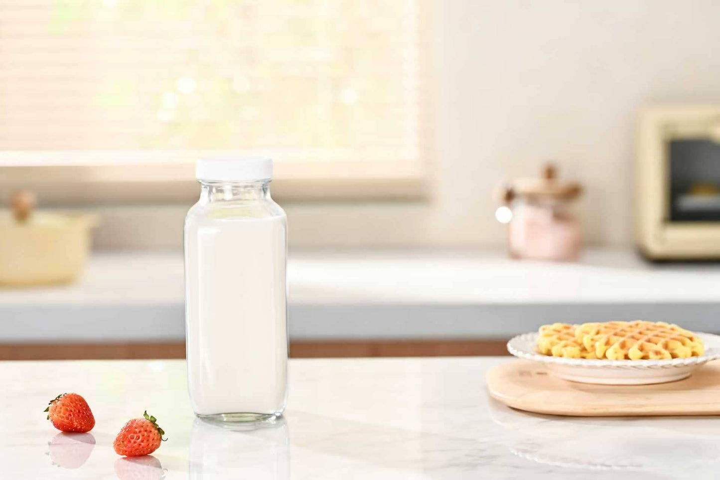 Fox Run Square Glass Milk Bottle, 16.9 oz