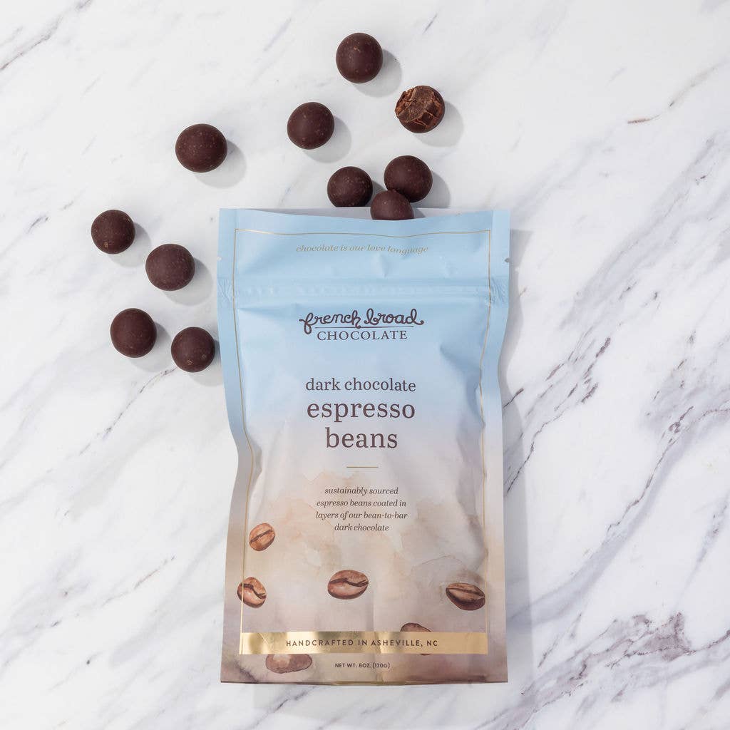 French Broad Chocolate Dark Chocolate Covered Espresso Beans, 6oz