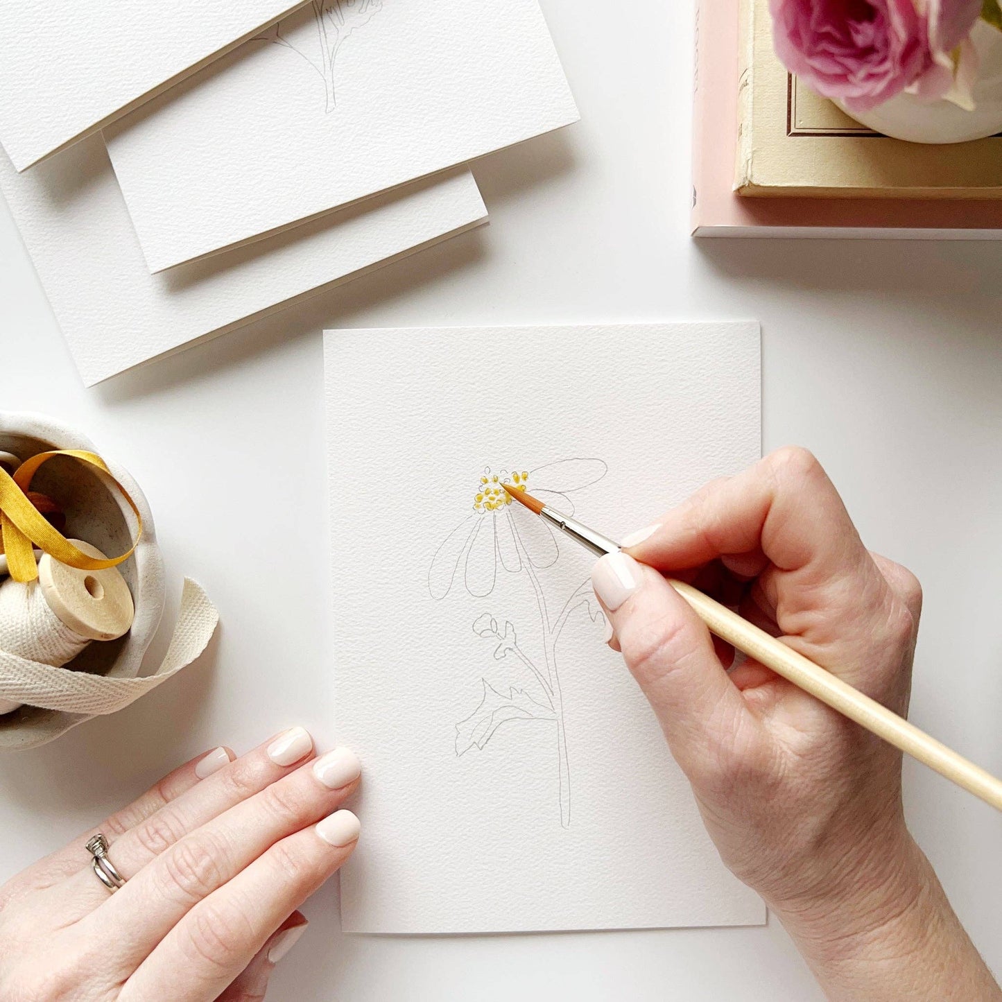 emily lex studio Garden Flowers Paintable Watercolor Notecard Set