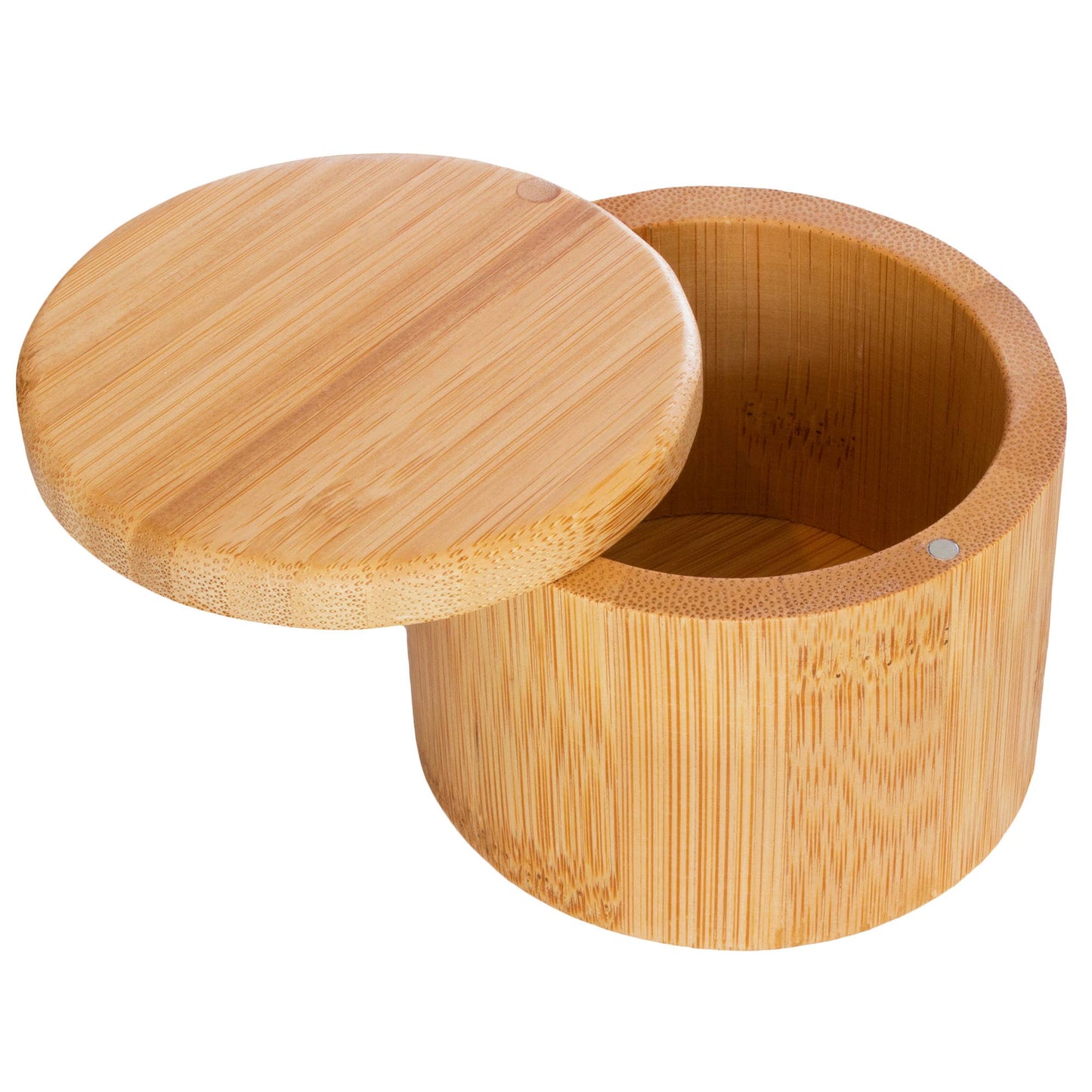Bamboo Salt Cellar Spice Storage Box with Magnetic Swivel Lid